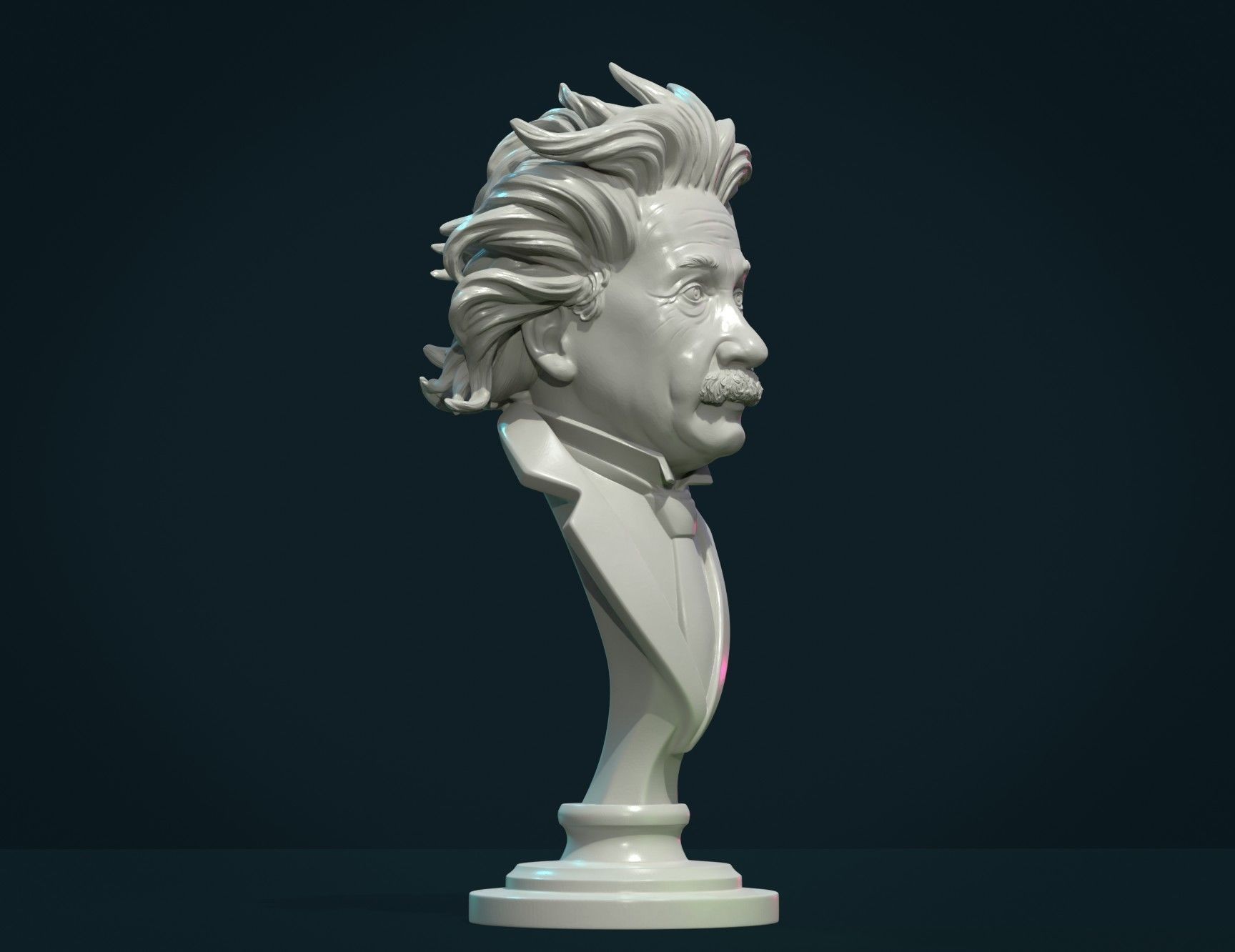 Einstein bust 3D print model_3