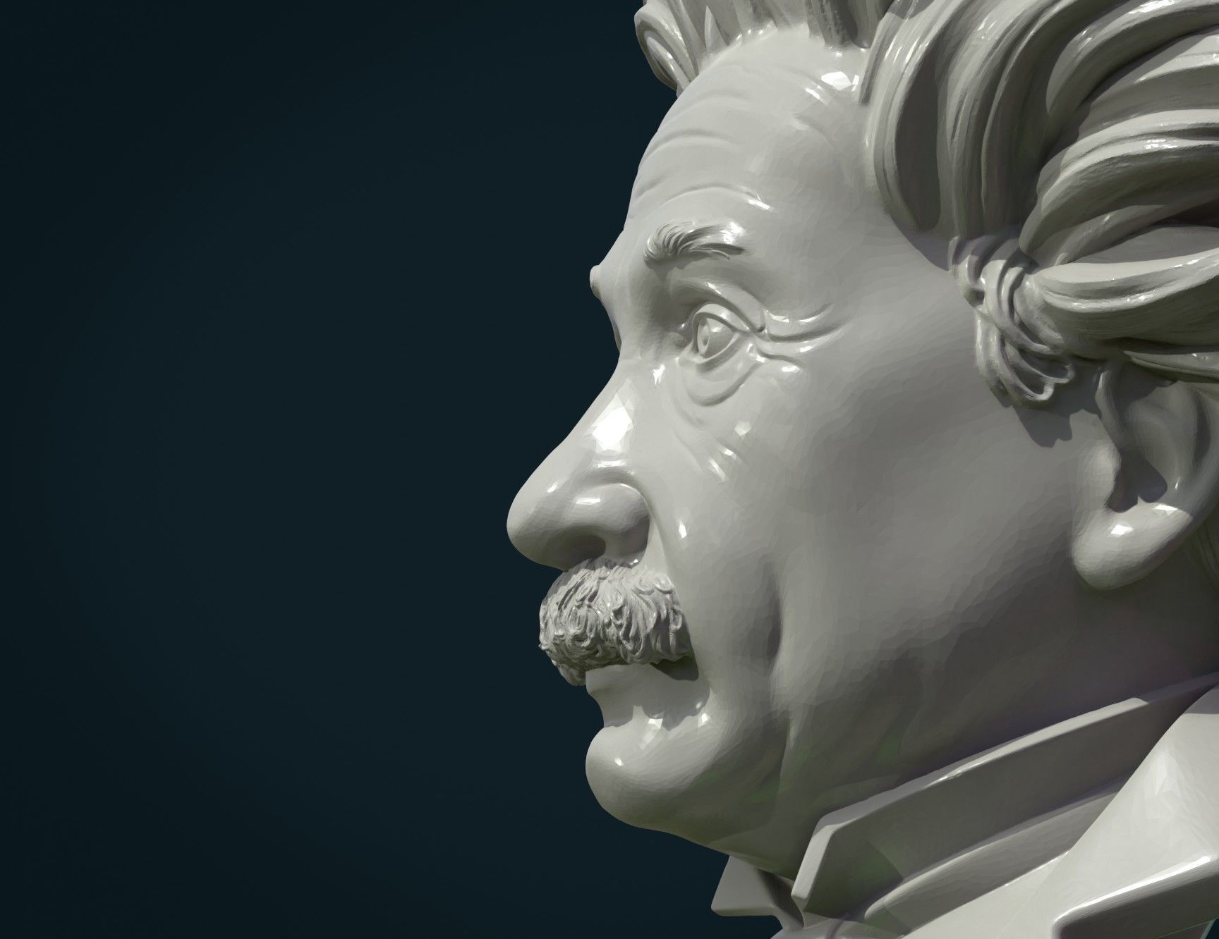 Einstein bust 3D print model_7
