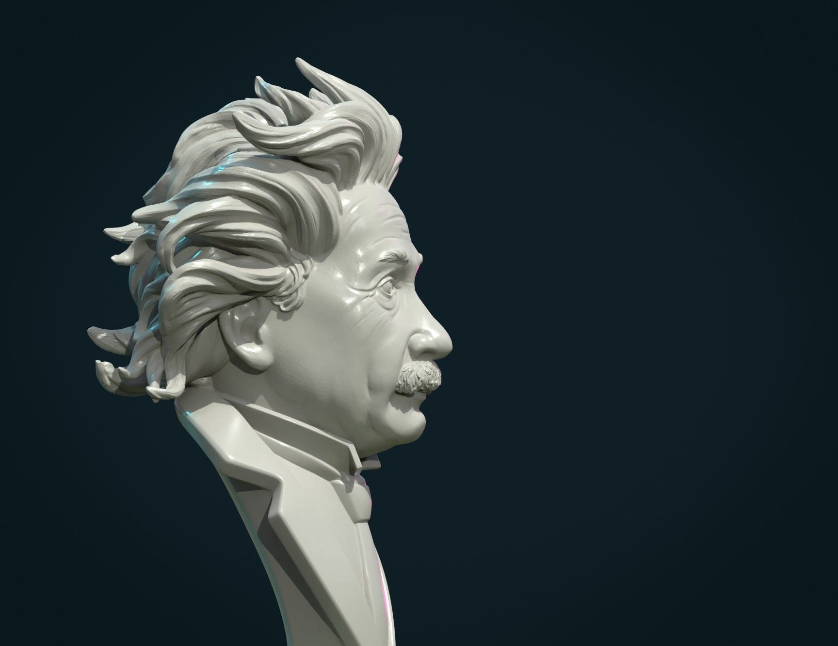 Einstein bust 3D print model_14