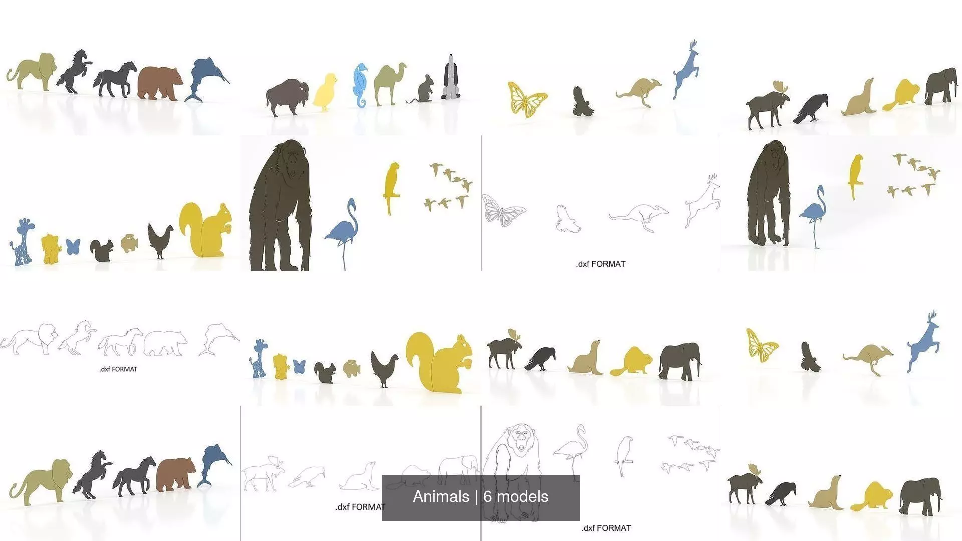 Animals series of silhouettes of 3D Model Collection_0