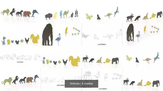 Animals series of silhouettes of