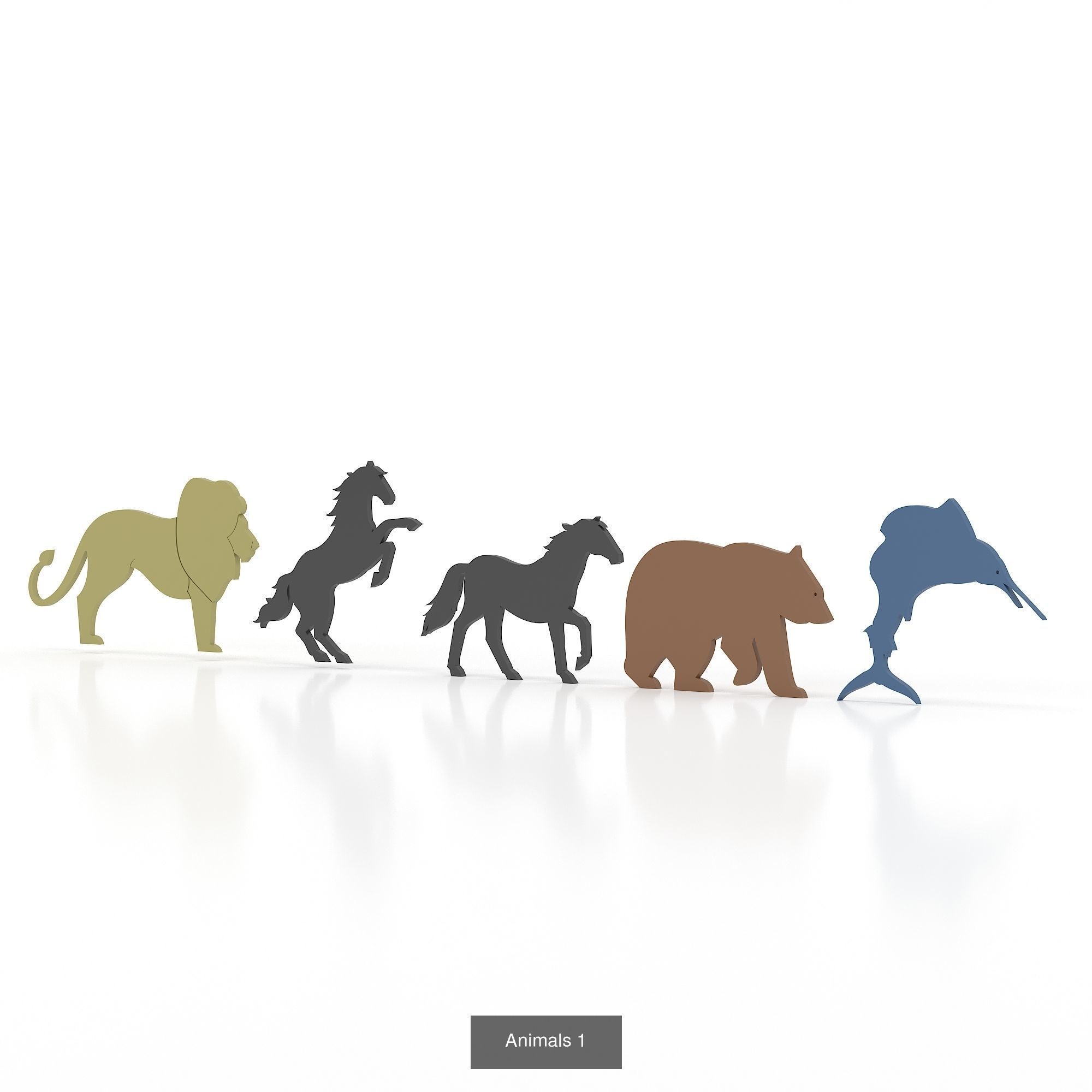 Animals series of silhouettes of 3D Model Collection_1