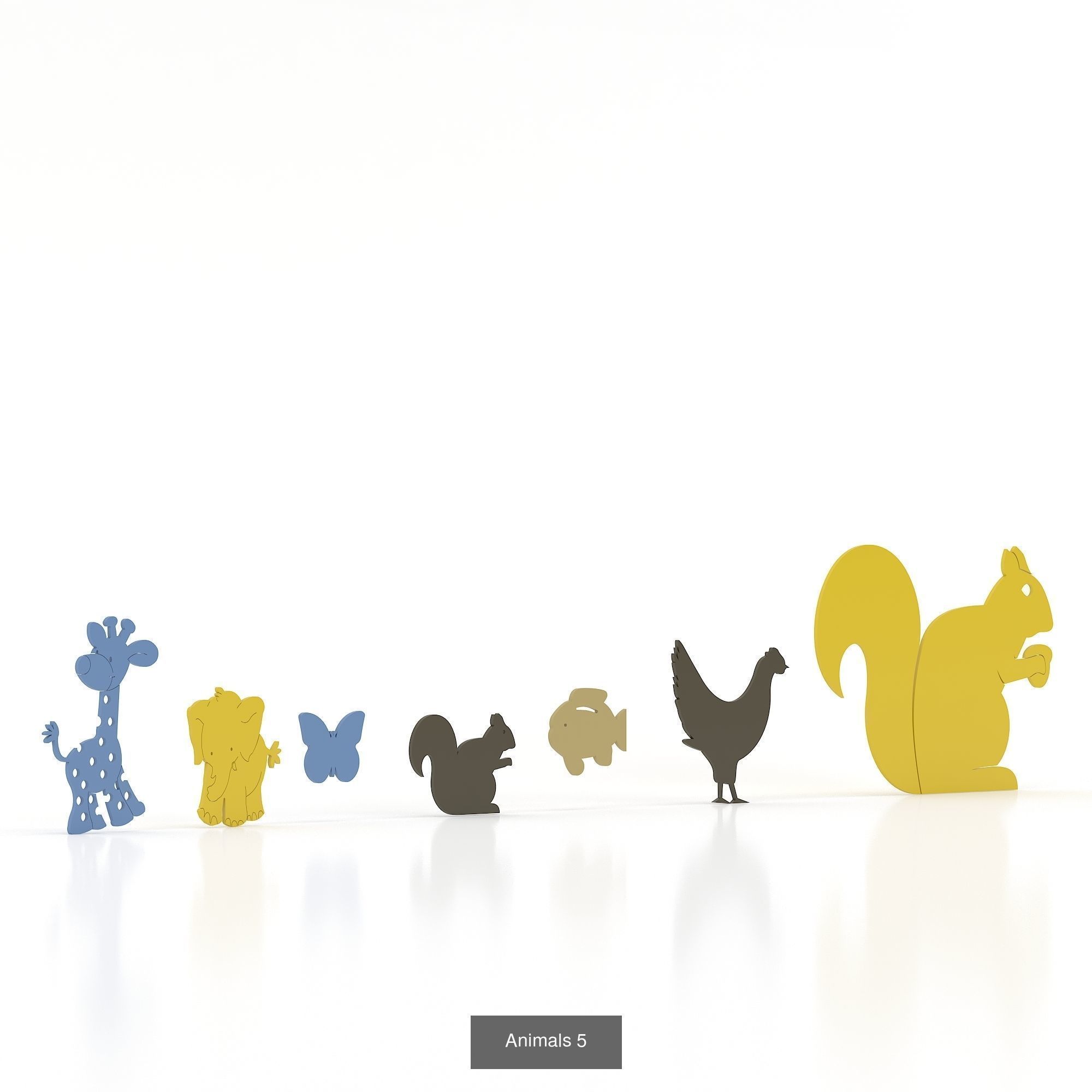 Animals series of silhouettes of 3D Model Collection_5