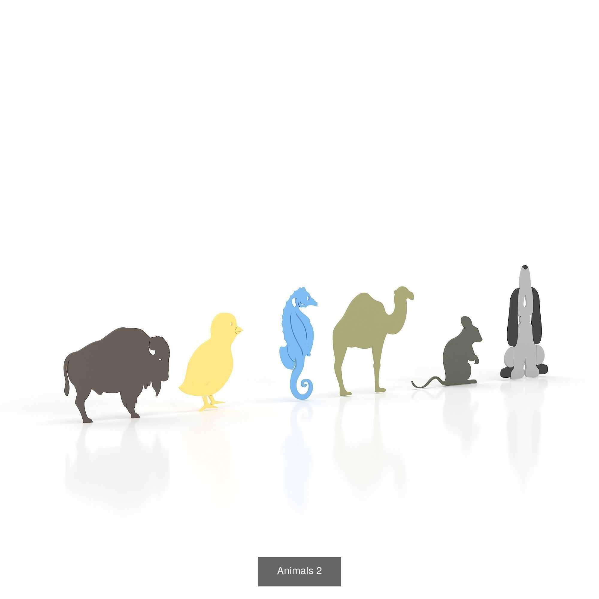 Animals series of silhouettes of 3D Model Collection_2