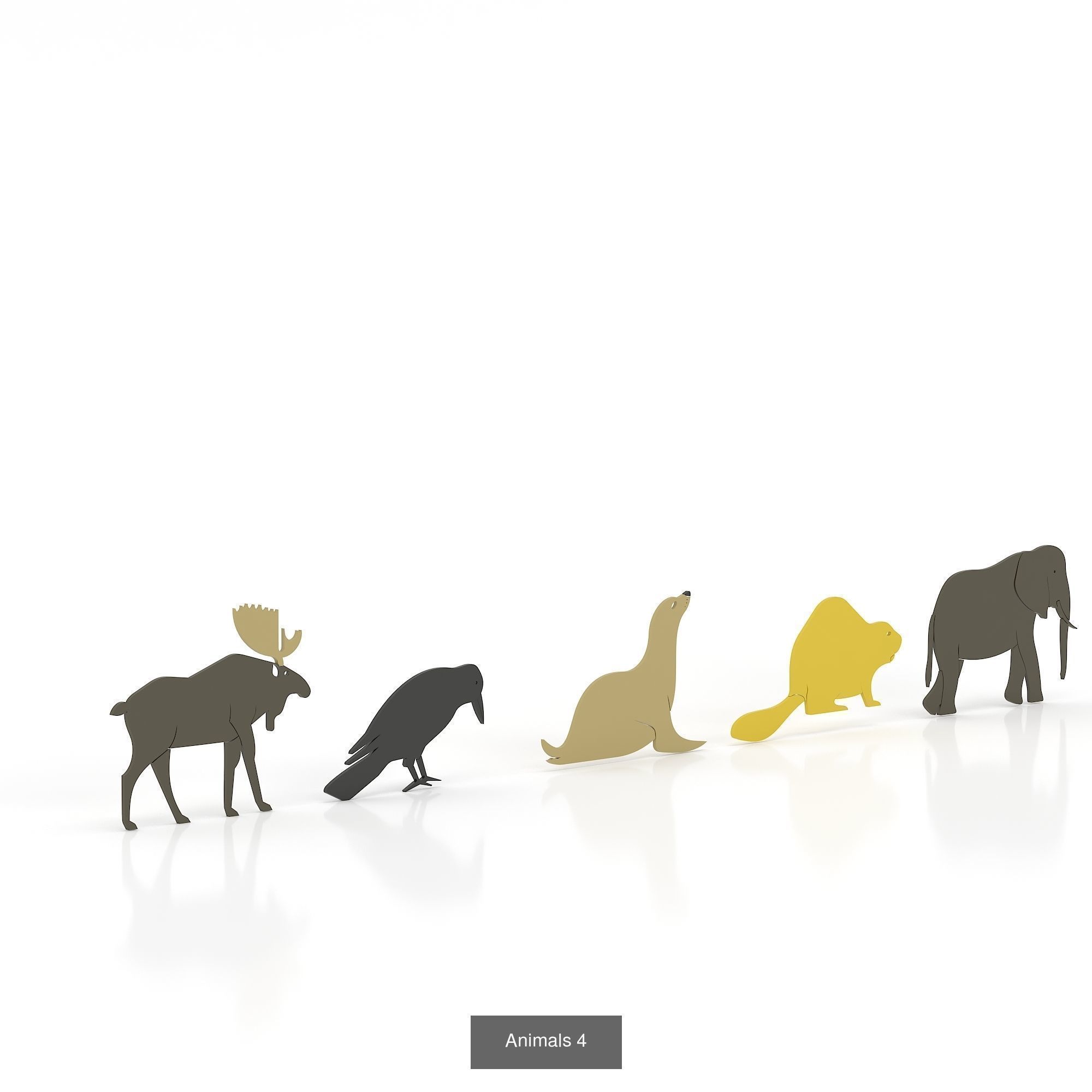 Animals series of silhouettes of 3D Model Collection_4