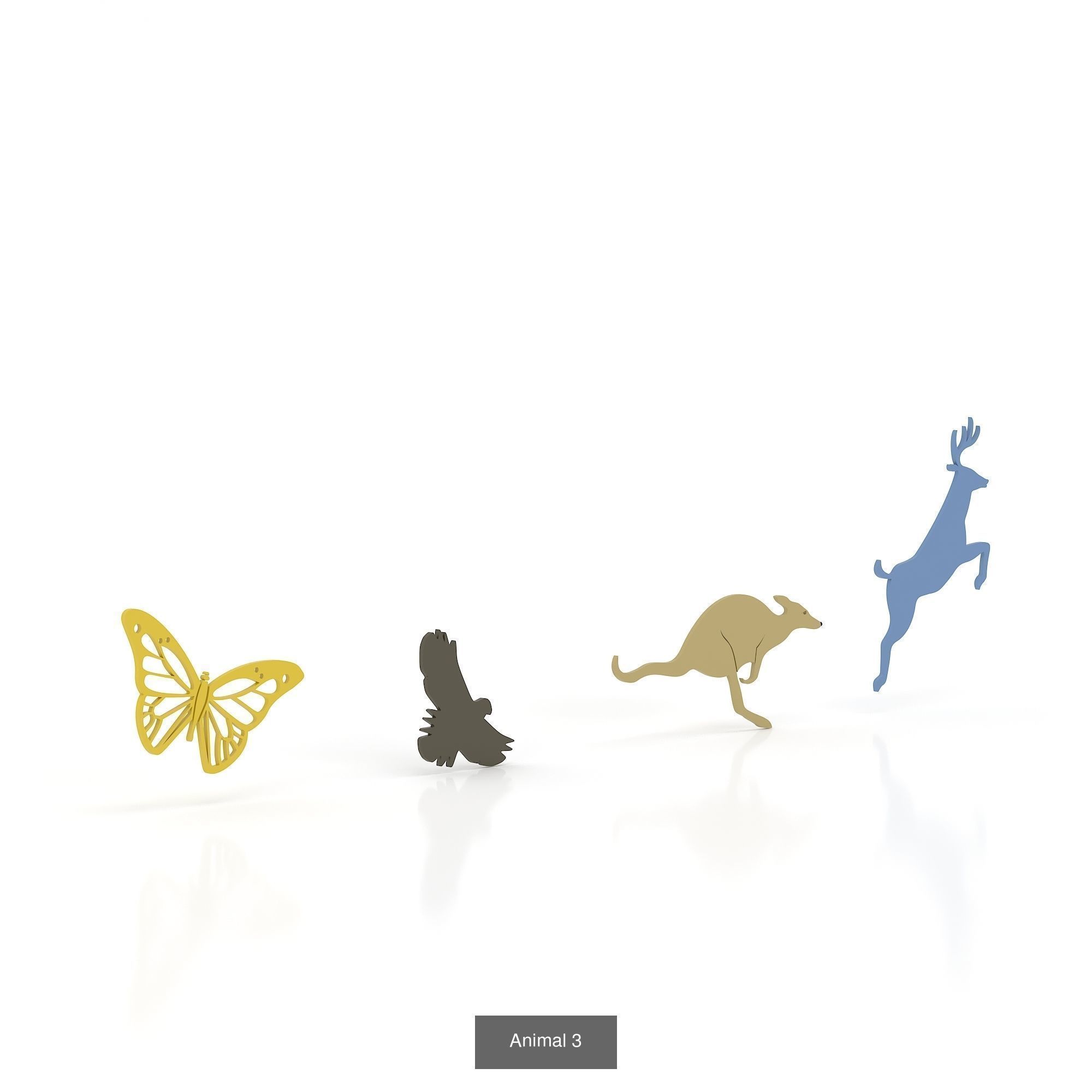 Animals series of silhouettes of 3D Model Collection_3