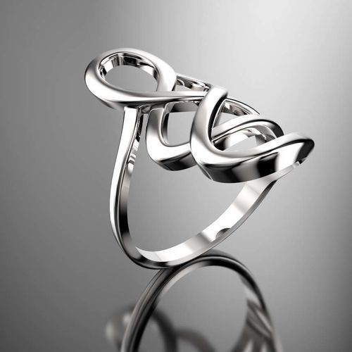 rings silver ring with infinity design Free 3D print model_1