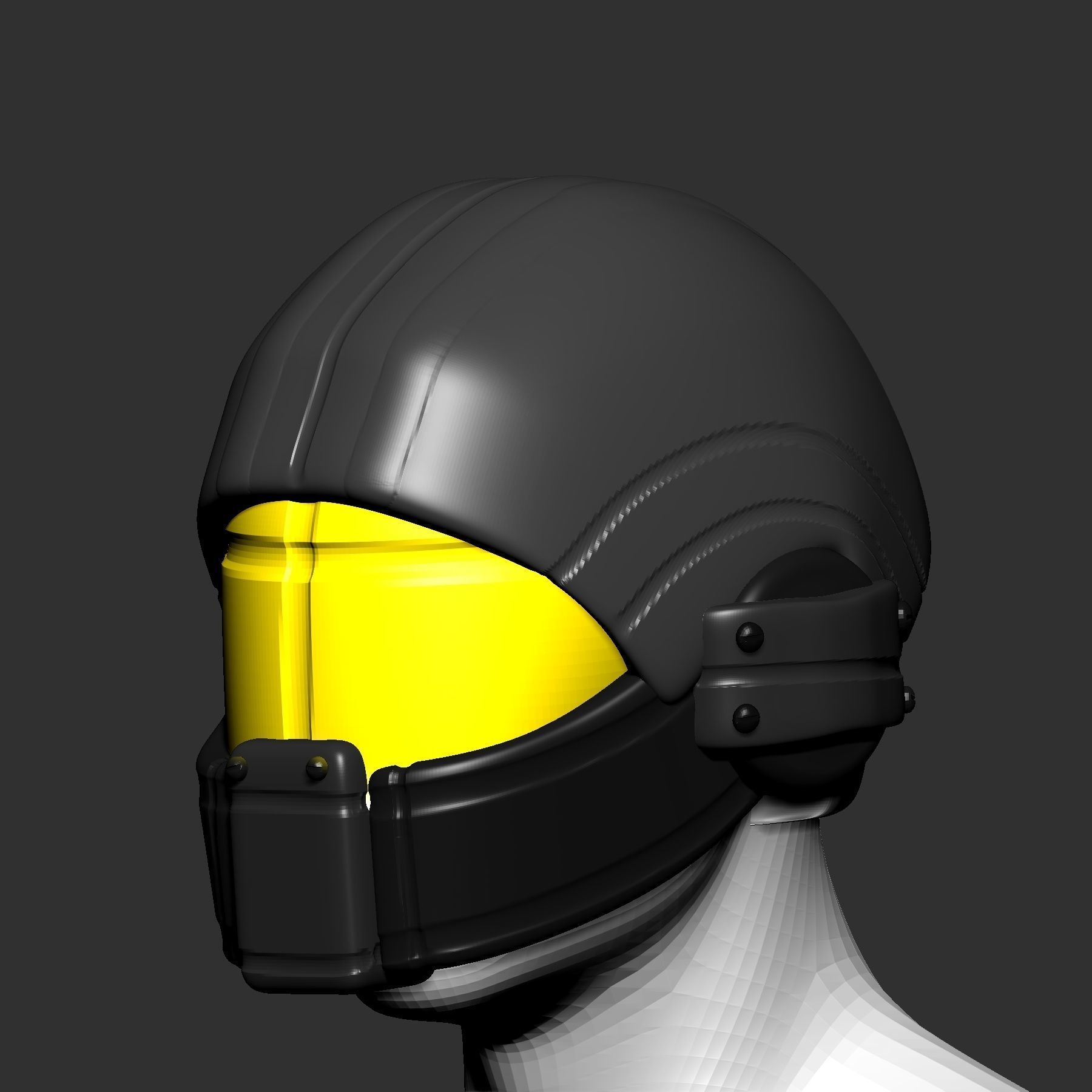 High quality scifi helmet high poly sculpt 3d printable 3D model_6
