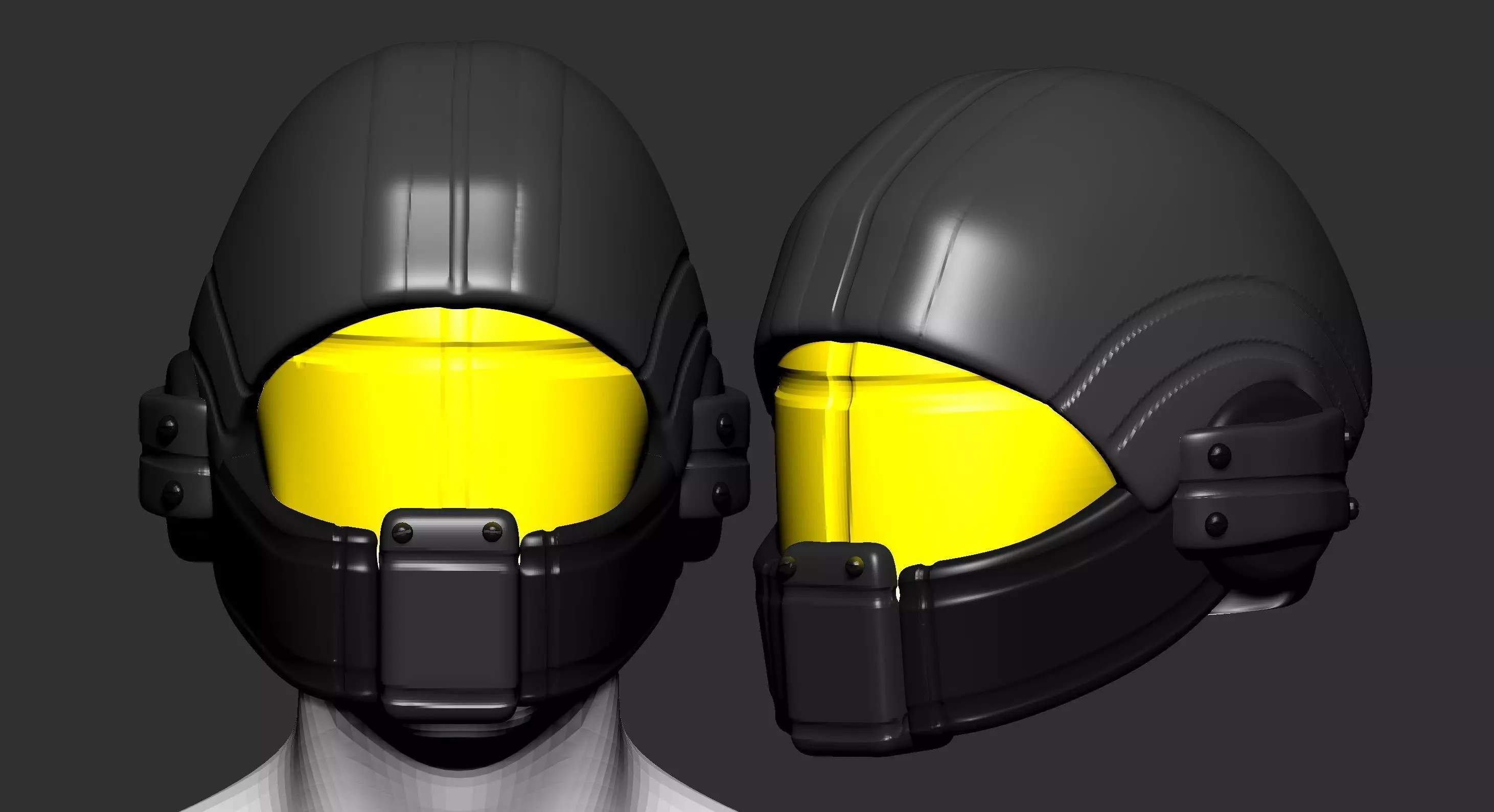 High quality scifi helmet high poly sculpt 3d printable 3D model_0