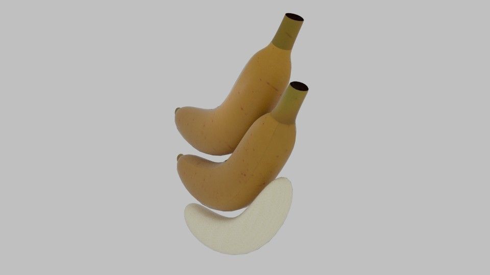 Banana three bananas Low-poly 3D model_1