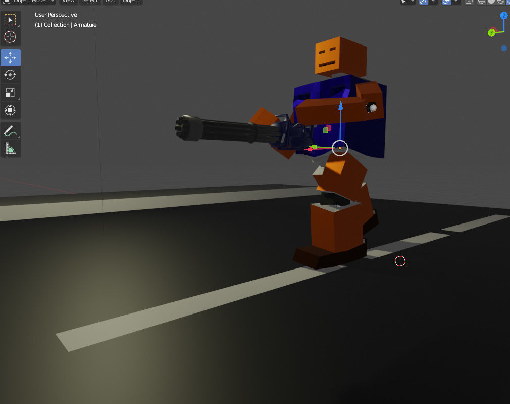 The Robot With Machine Gun Low-poly 3D model_4