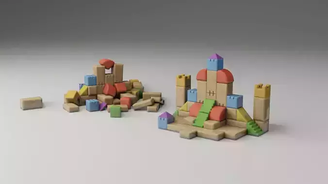 Children Toy Bricks Low-poly 3D model