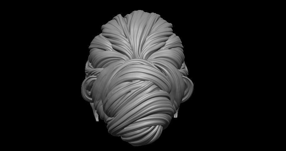 bun hairstyle 3D print model_5