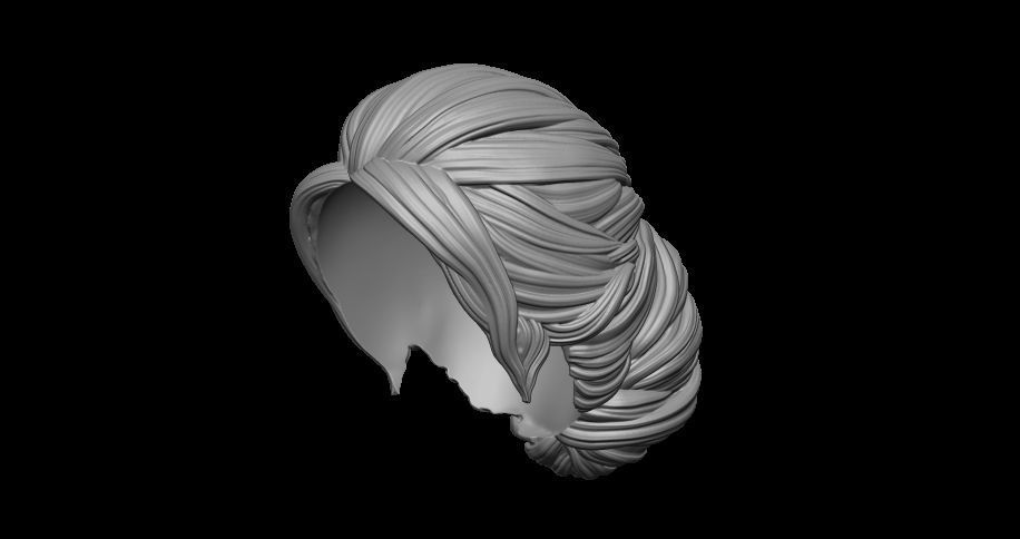 bun hairstyle 3D print model_2