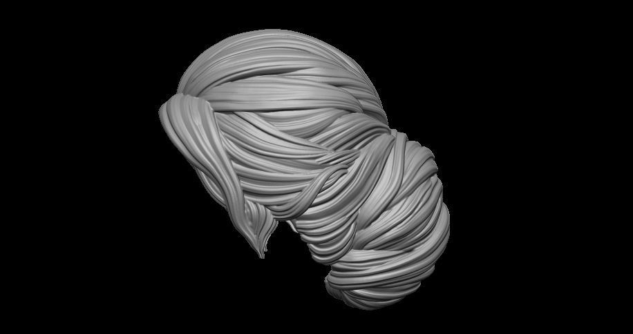 bun hairstyle 3D print model_4
