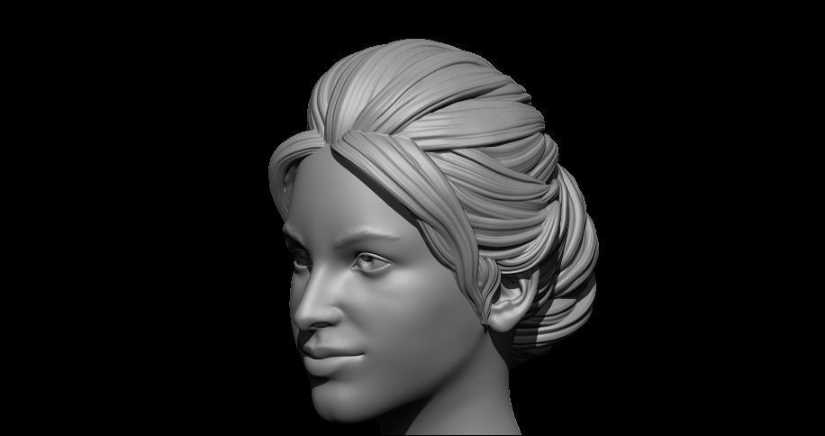bun hairstyle 3D print model_8