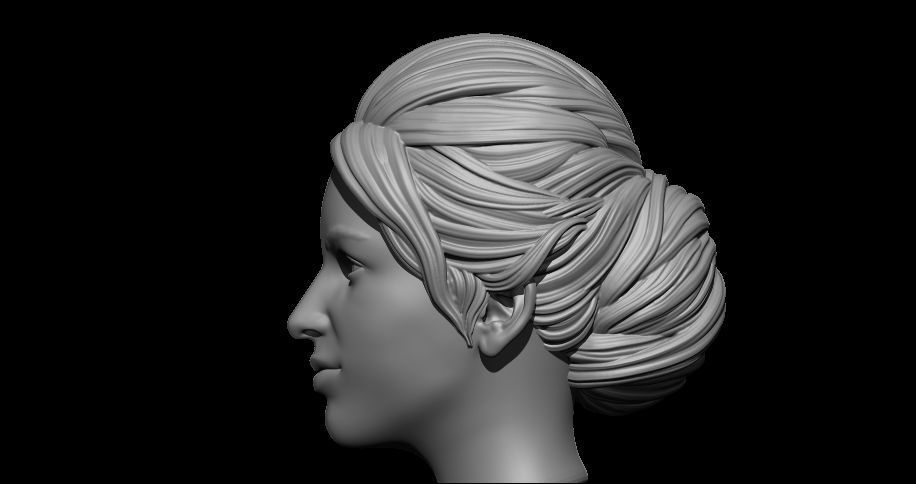 bun hairstyle 3D print model_7