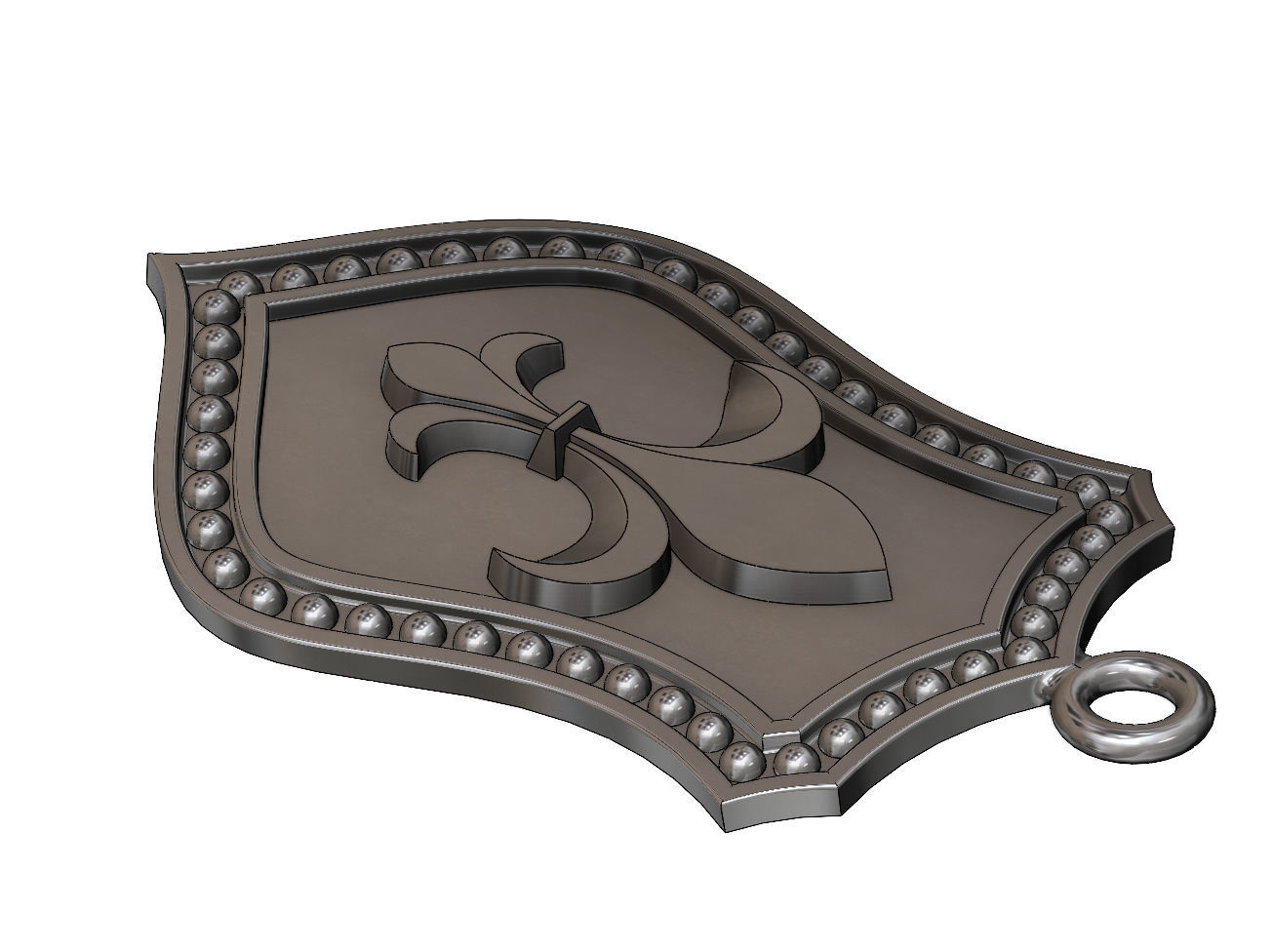 Fleur de Lis Shield Pendant N02 3D print model_9