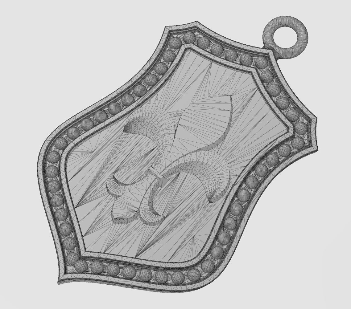 Fleur de Lis Shield Pendant N02 3D print model_11