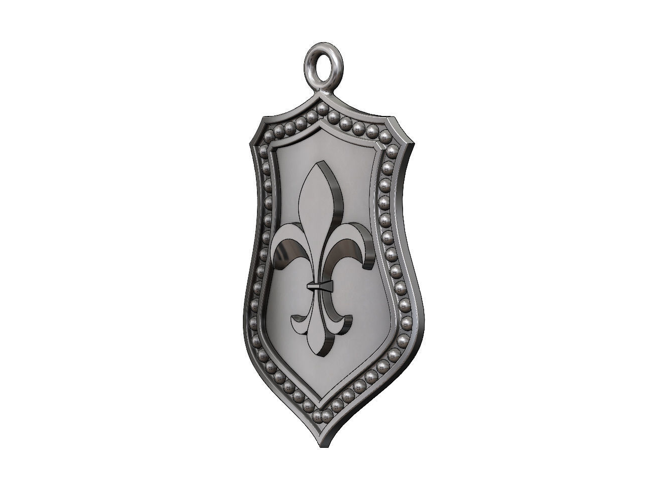 Fleur de Lis Shield Pendant N02 3D print model_3