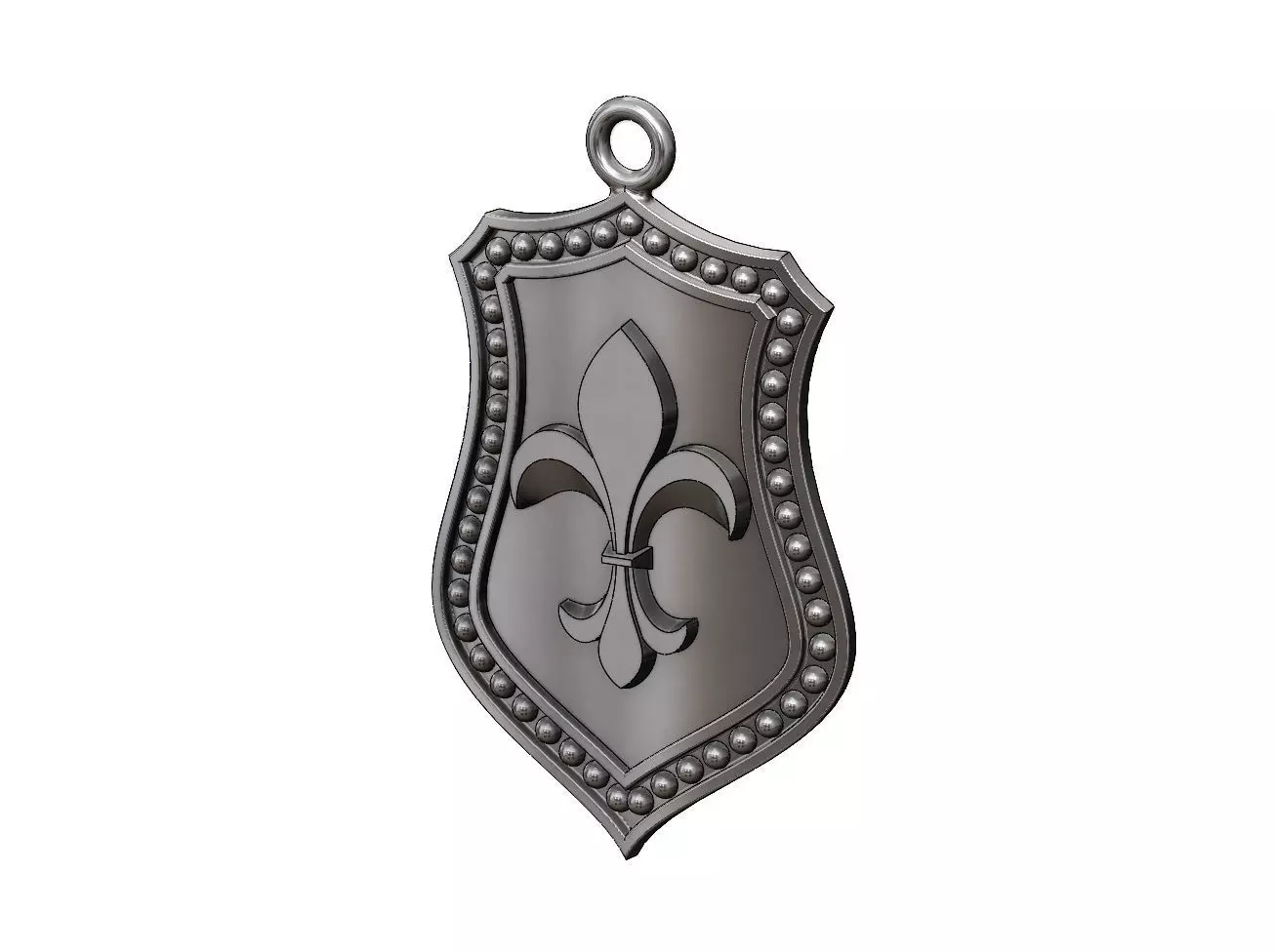 Fleur de Lis Shield Pendant N02 3D print model_0
