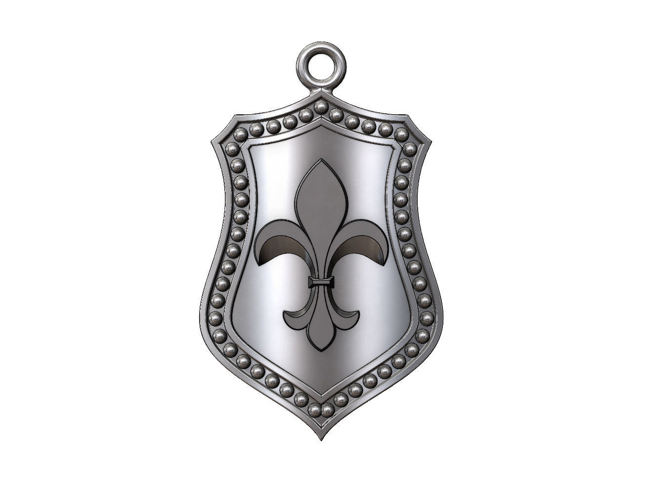 Fleur de Lis Shield Pendant N02 3D print model_1