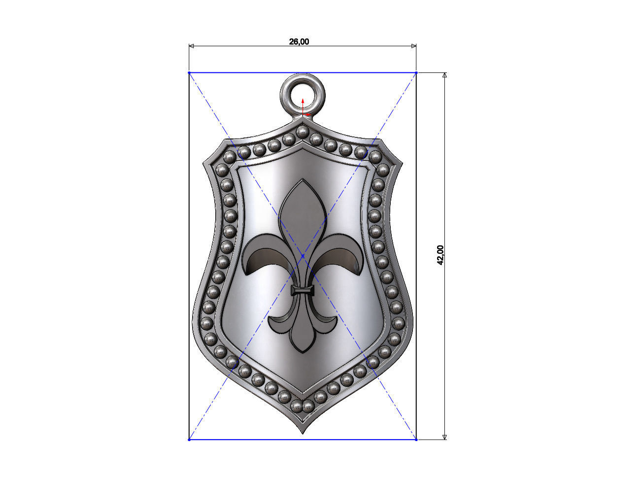 Fleur de Lis Shield Pendant N02 3D print model_2