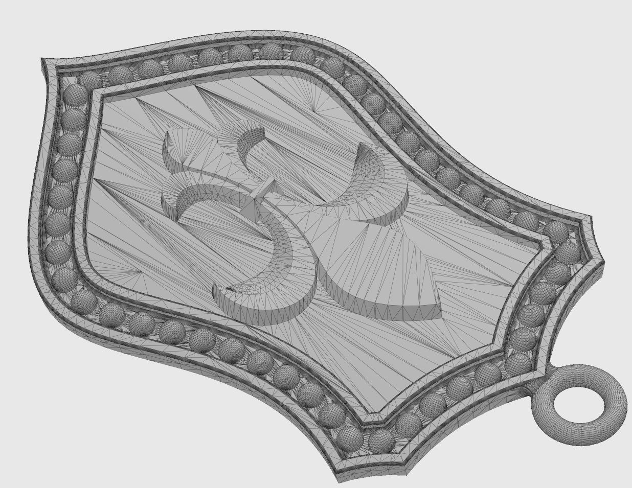 Fleur de Lis Shield Pendant N02 3D print model_12