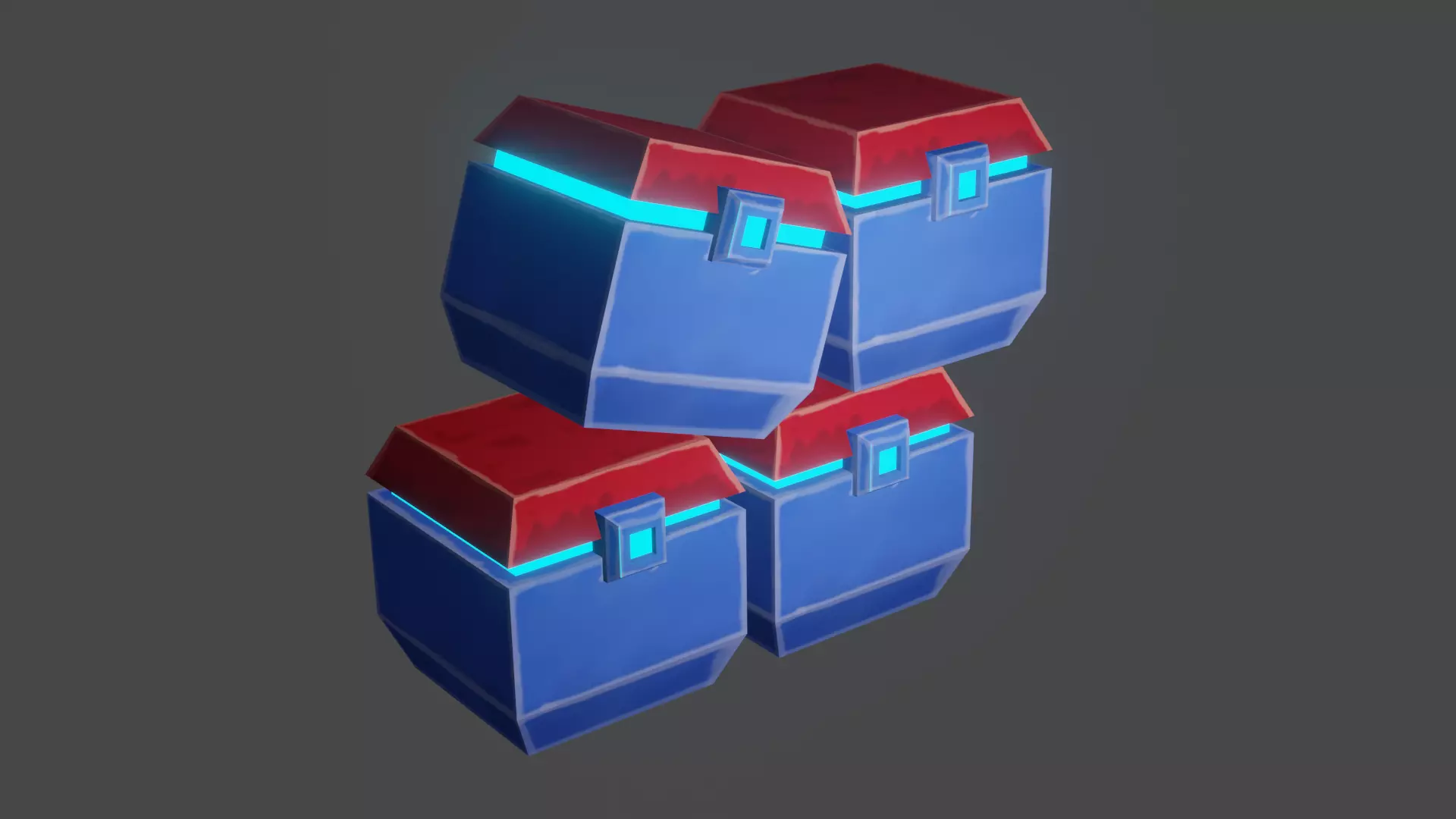 Container for games Low-poly 3D model_0