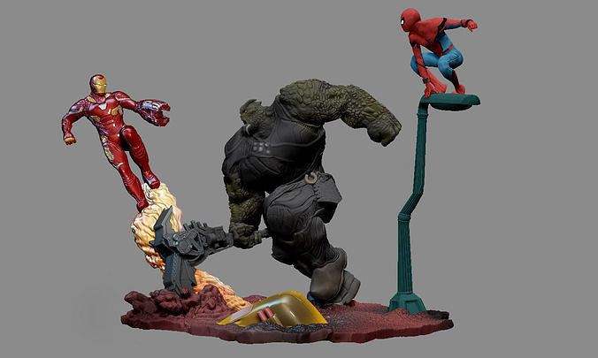IRONMAN SPIDERMAN AVENGERS INFINITY WAR STATUE CULL OBSIDIAN 3D print model