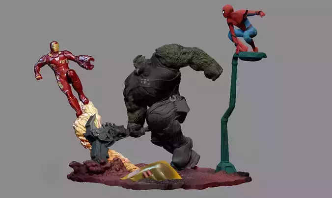 IRONMAN SPIDERMAN AVENGERS INFINITY WAR STATUE CULL OBSIDIAN 3D print model