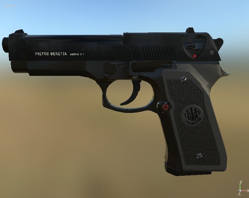 Beretta92 gun in sky 3D model_0
