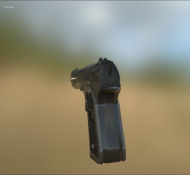 Beretta92 gun in sky 3D model_4