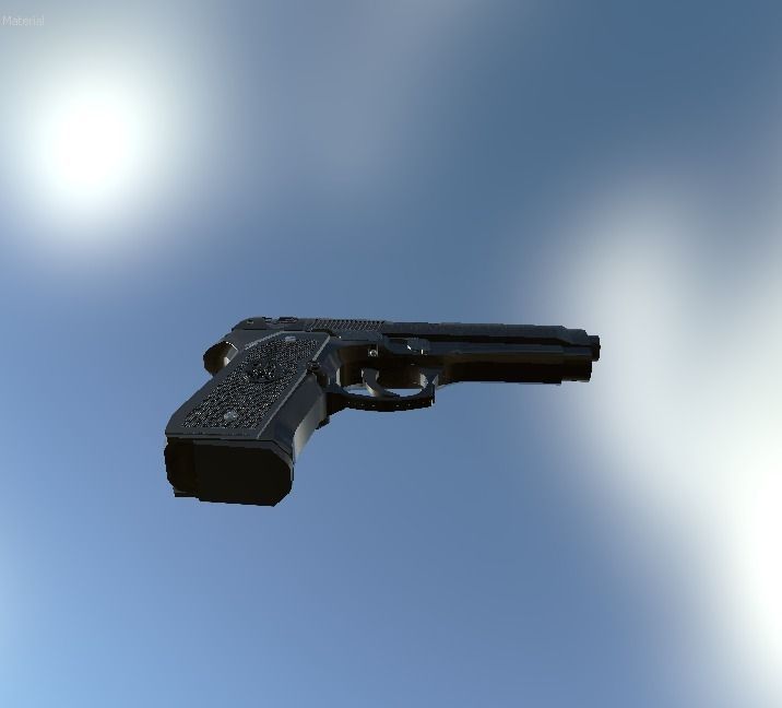 Beretta92 gun in sky 3D model_2