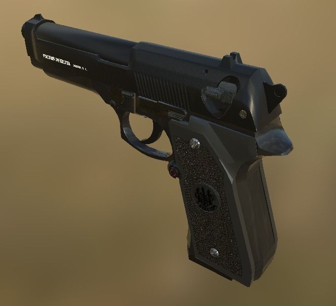 Beretta92 gun in sky 3D model_5