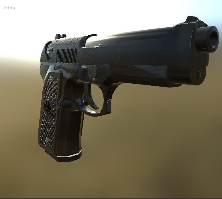 Beretta92 gun in sky 3D model_3
