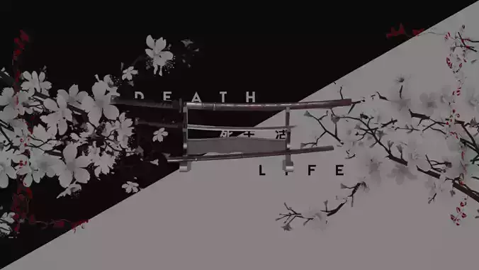 Katana samurai sword Low-poly 3D model