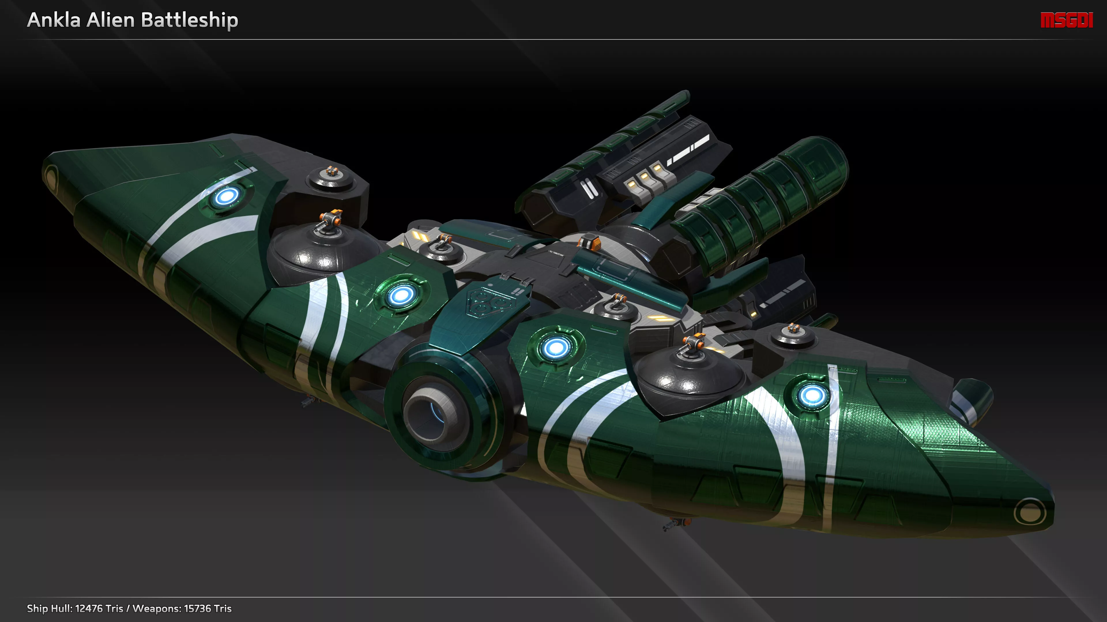 Ankla Alien Battleship Low-poly 3D model