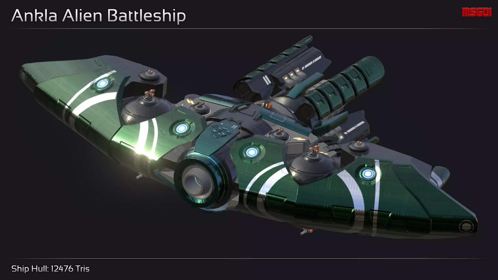 Ankla Alien Battleship Low-poly 3D model_0