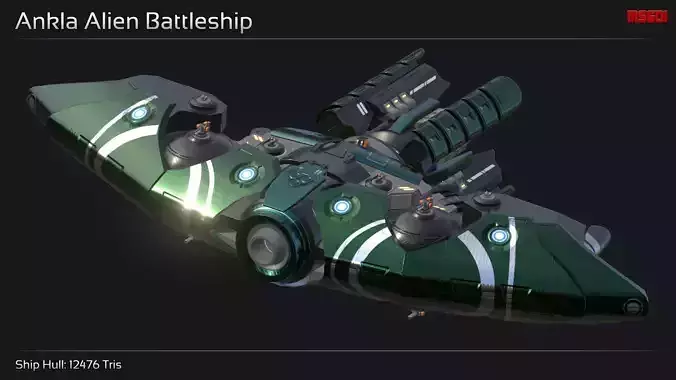 Ankla Alien Battleship Low-poly 3D model