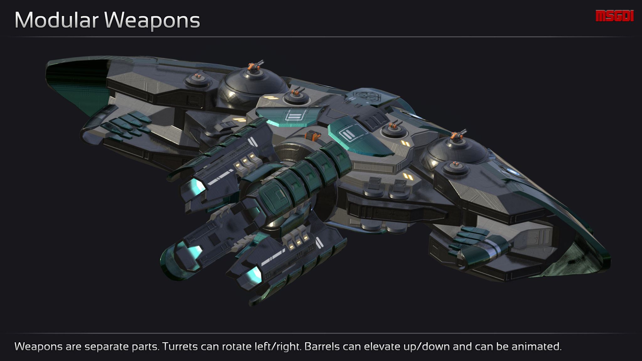 Ankla Alien Battleship Low-poly 3D model_3