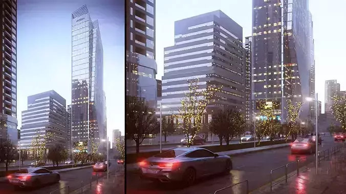 SKYSCRAPER CITY BUILDING metal glass 3D model