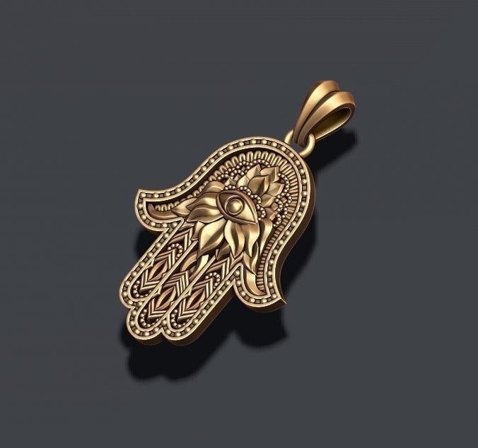 Hamsa pendant 3D print model_1