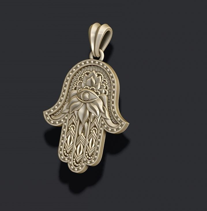 Hamsa pendant 3D print model_3