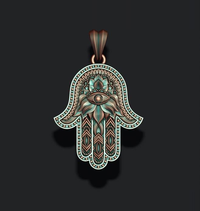 Hamsa pendant 3D print model_4