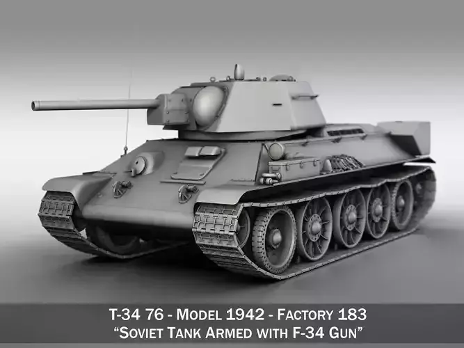 T-34-76 - Model 1942 - Factory 183 - Soviet Medium Tank 3D model