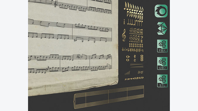 Music notes and symbols  3D model
