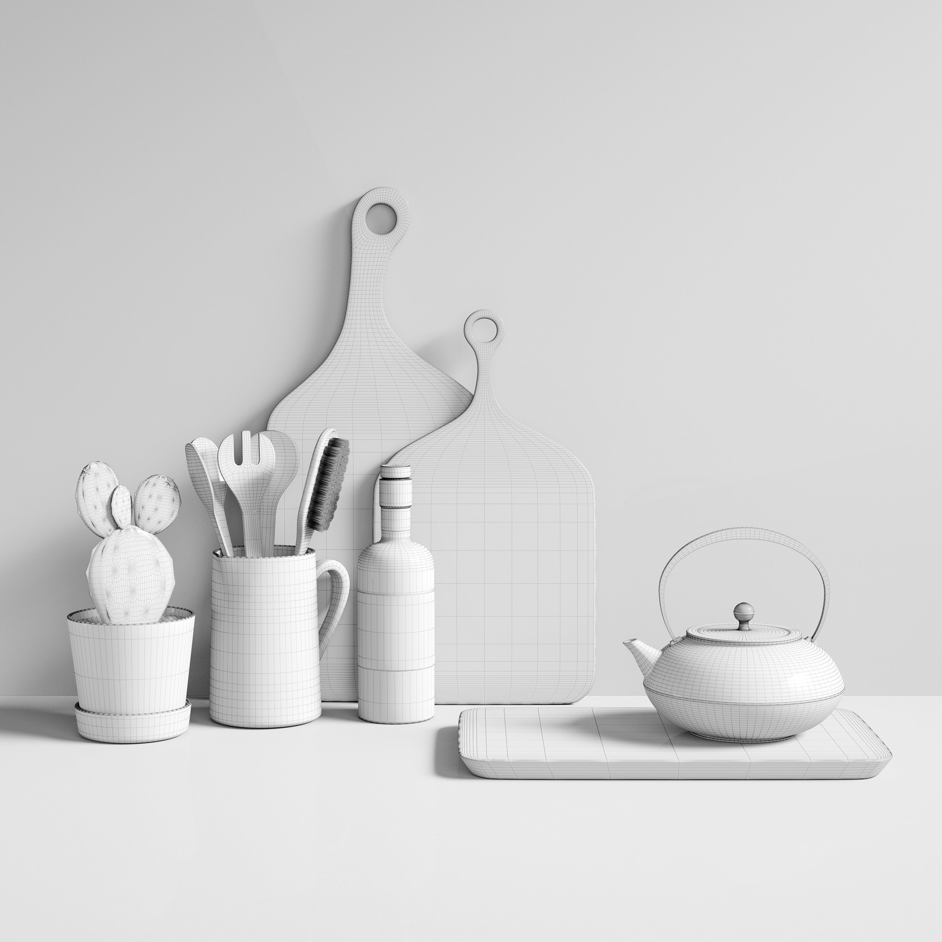 Decorative kitchen set 3D model_4
