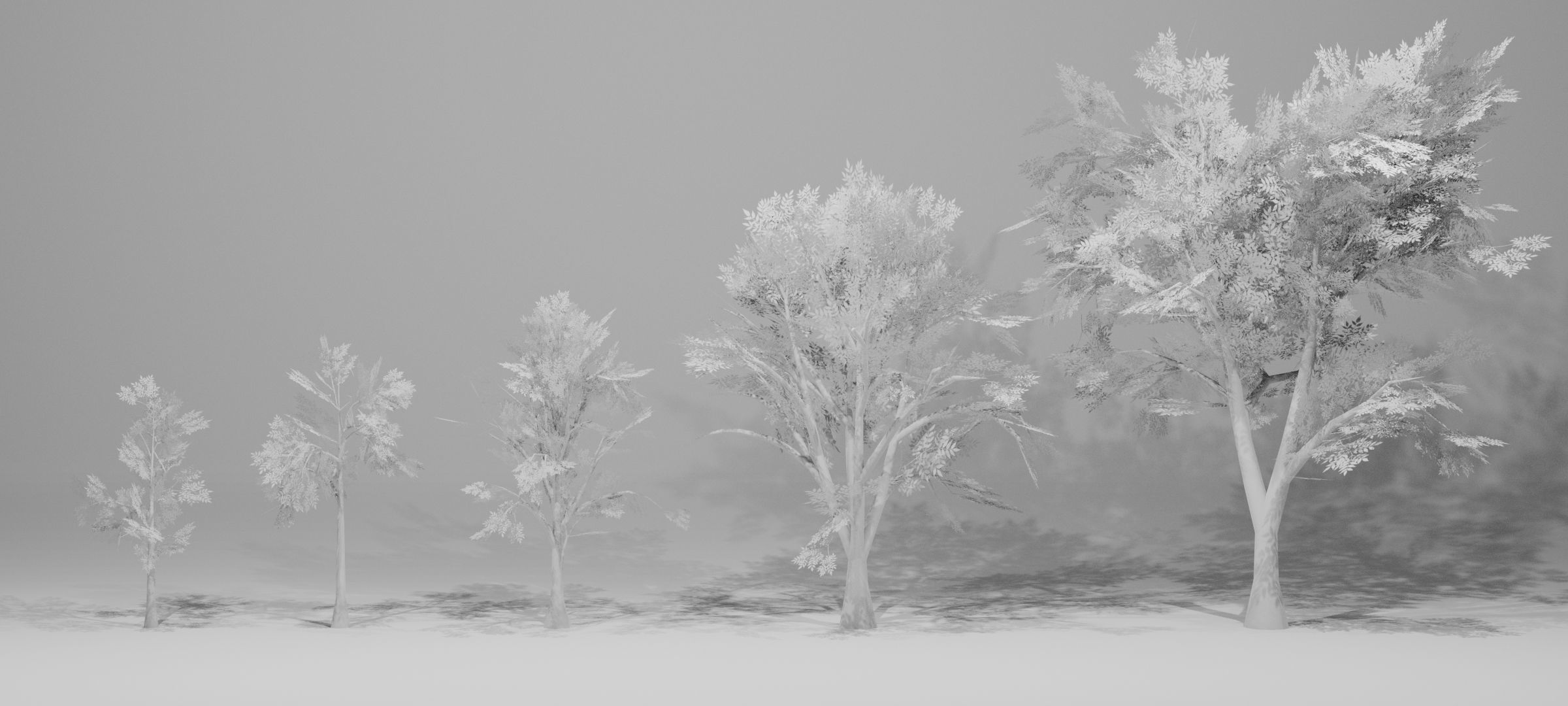 Trees group of in grass Low-poly 3D model_2