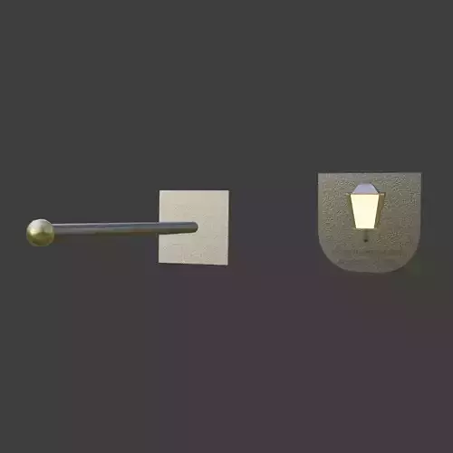 Simple Flag Pole and Wall Lamp Combo Pack Low-poly 3D model